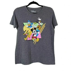 Disney Mickey & Friends Women's Large Gray Graphic Print T-Shirt